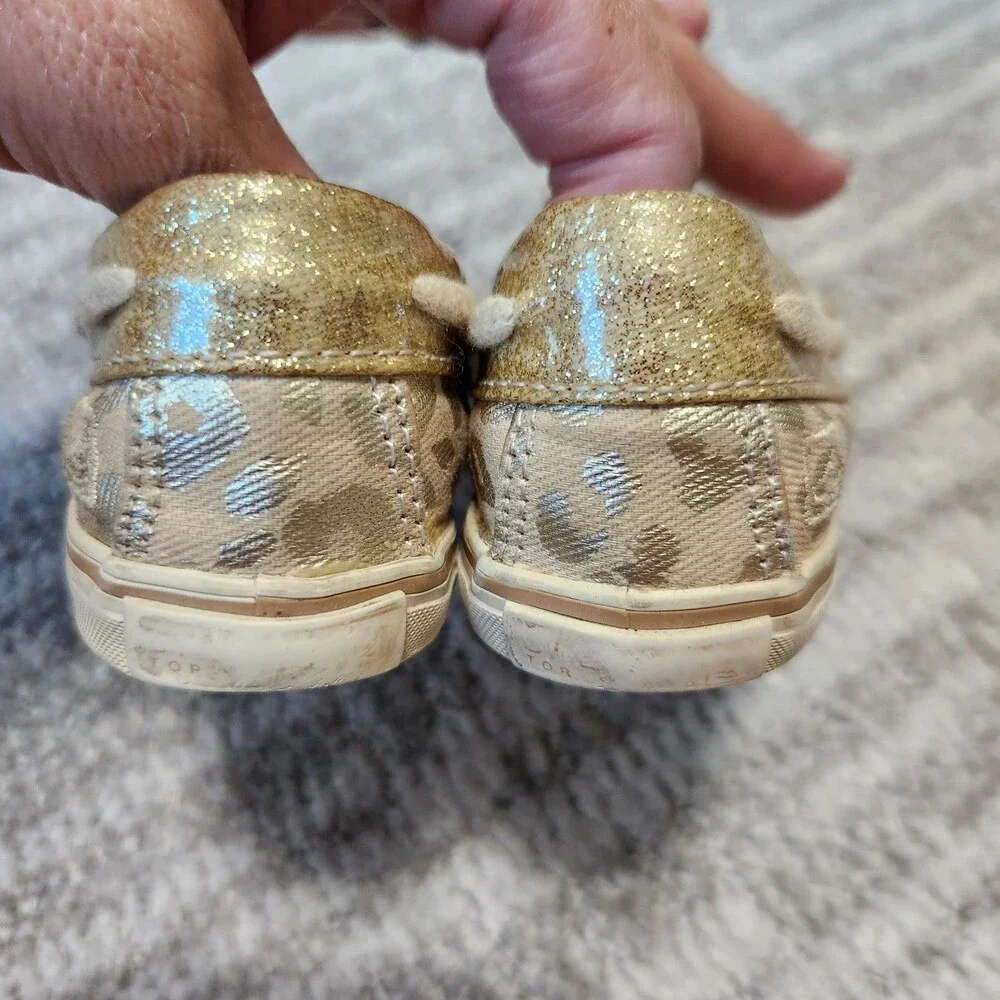 Sperry child animal print crib shoes gold size 4